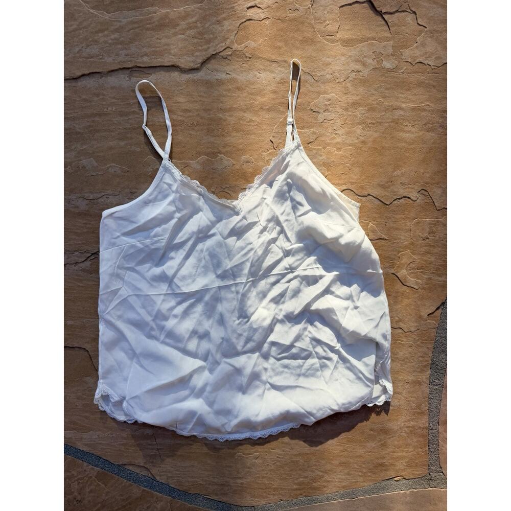 ANTHROPOLOGIE Daily Practice Ivory Cami Size S Lace Trim Minimalist Dainty NWT R